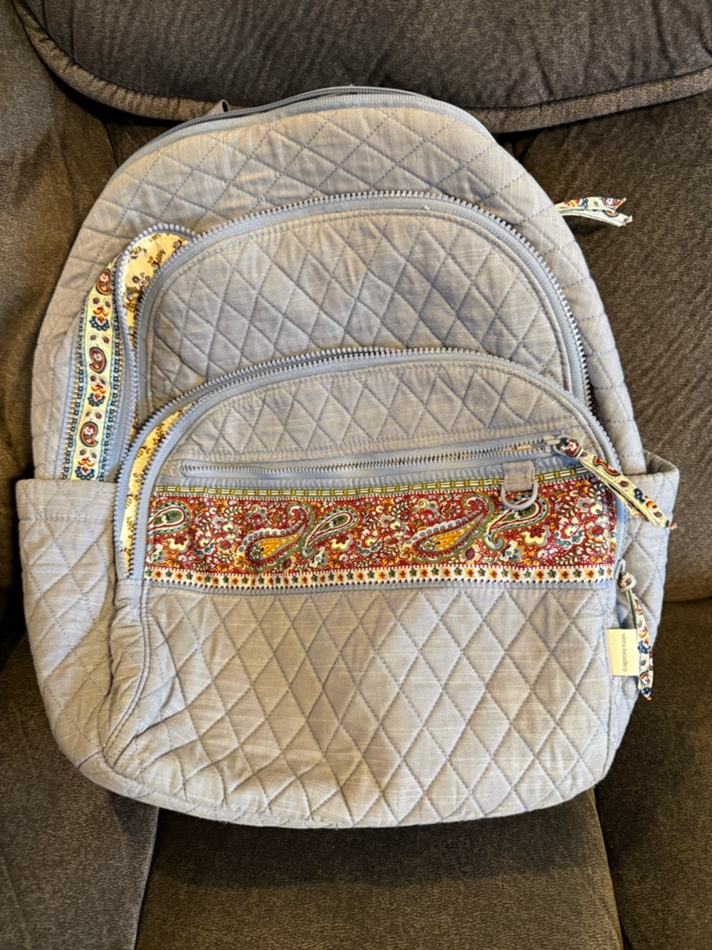 Vera Bradley Light Blue Bancroft Backpack with Paisley Accents